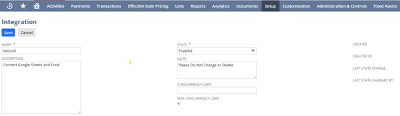 New Integration Record