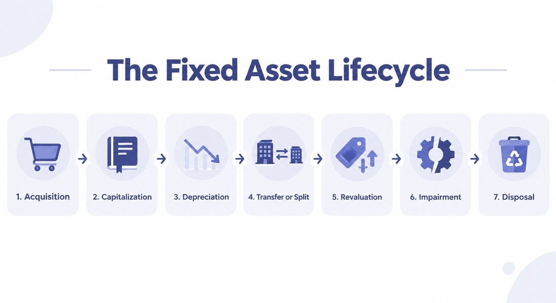 The seven stages of the fixed asset lifecycle
